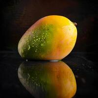 A mango on a black surface photo