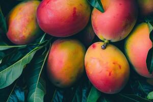 A bunch of mangoes on a tree photo