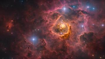 Discover the abstract beauty of the universe with distant galaxies, glowing aura light, and cosmic landscapes, perfect for portraying the vastness of space and the mysteries of celestial wonders. video