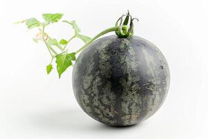 A watermelon with a plant growing out of it photo