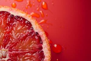 A close up of a grapefruit on a red background photo