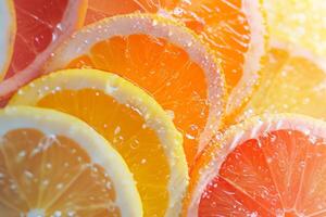 A close up of slices of citrus fruit photo