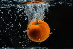 A water drop splashing on an orange photo