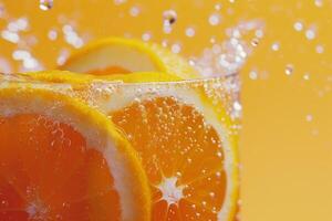 A glass of orange juice with slices of orange in it photo