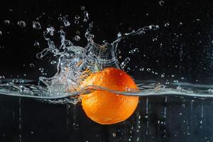 A splash of water on an orange photo