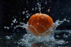 A watermelon being splashed with water photo
