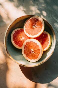 Grapefruit in a bowl photo