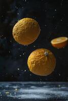 Orange falling from the sky photo