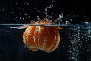A watermelon being splashed with water photo