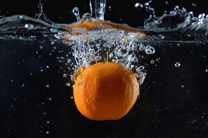 A water drop splashing on an orange photo