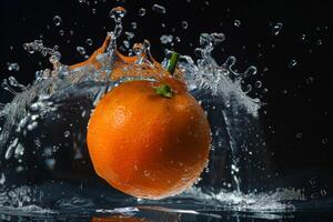 A watermelon is being splashed with water photo