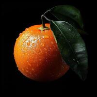 An orange with water drops on it photo