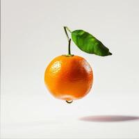 A single orange is floating in the air photo