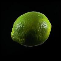 A lime is shown on a black background photo