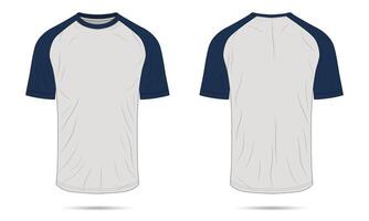 Raglan sleeve t-shirt mockup front and back view vector