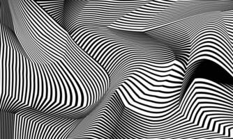 Black and white background with abstract wavy curved lines vector