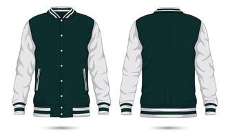 Striped varsity jacket mockup front and back view vector