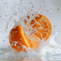 A splash of water on an orange photo