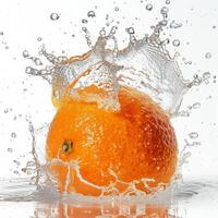 A splash of water on an orange photo