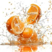 A splash of water is on top of an orange photo