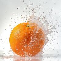 A splash of water on an orange photo