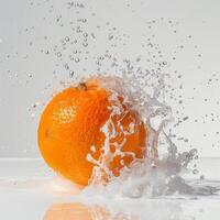 A splash of water on an orange photo