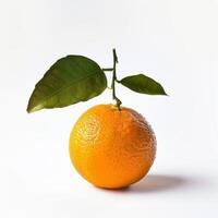 A single orange with a leaf on it photo