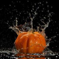 A watermelon is splashing in the water photo
