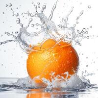 A splash of water on an orange photo
