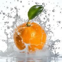 A watermelon is splashing in the water photo