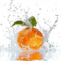 A watermelon is splashing in the water photo