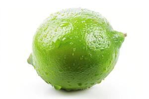A lime is shown on a white background photo