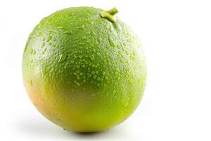 A green fruit with water droplets on it photo