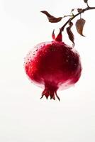 A pomegranate hanging from a branch photo