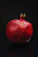 A pomegranate with water droplets on it photo