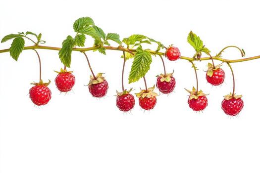 Raspberries on a branch photo