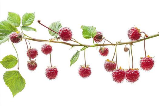 Raspberries on a branch photo