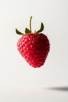 A raspberry is flying in the air photo