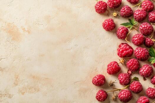 Raspberries on a beige background photo