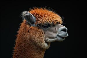 An alpaca with a long, fluffy mane photo