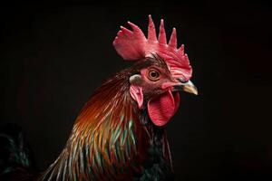 A rooster with a red and green head photo