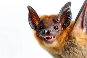 A close up of a bat with its mouth open photo
