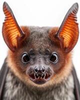 A close up of a bat with its mouth open photo
