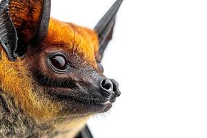 A close up of a bat with its mouth open photo