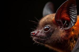 A close up of a bat with big ears photo
