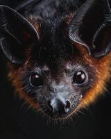 A close up of a bat with big eyes photo