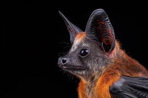 A bat with orange and black wings photo