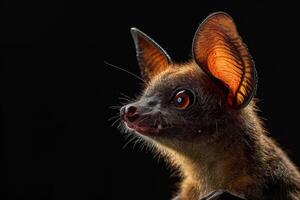 A bat with big ears and big eyes photo