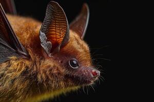 A close up of a bat with its wings spread photo