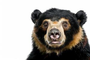 A close up of a bear with its mouth open photo
